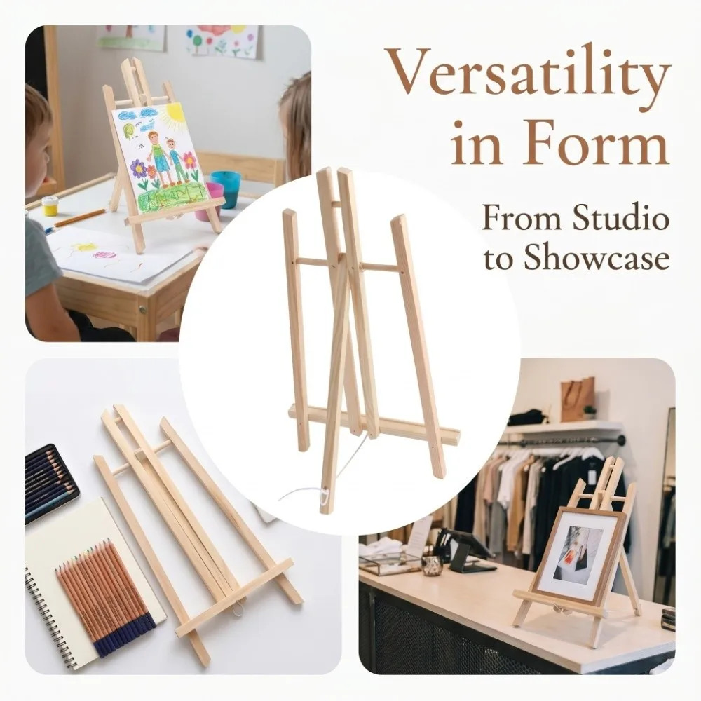 40cm Wood Easels Lightweight Trapezoid Wood Desk Easel Multi-purpose Wood Display Easel Desktop Painting Creation