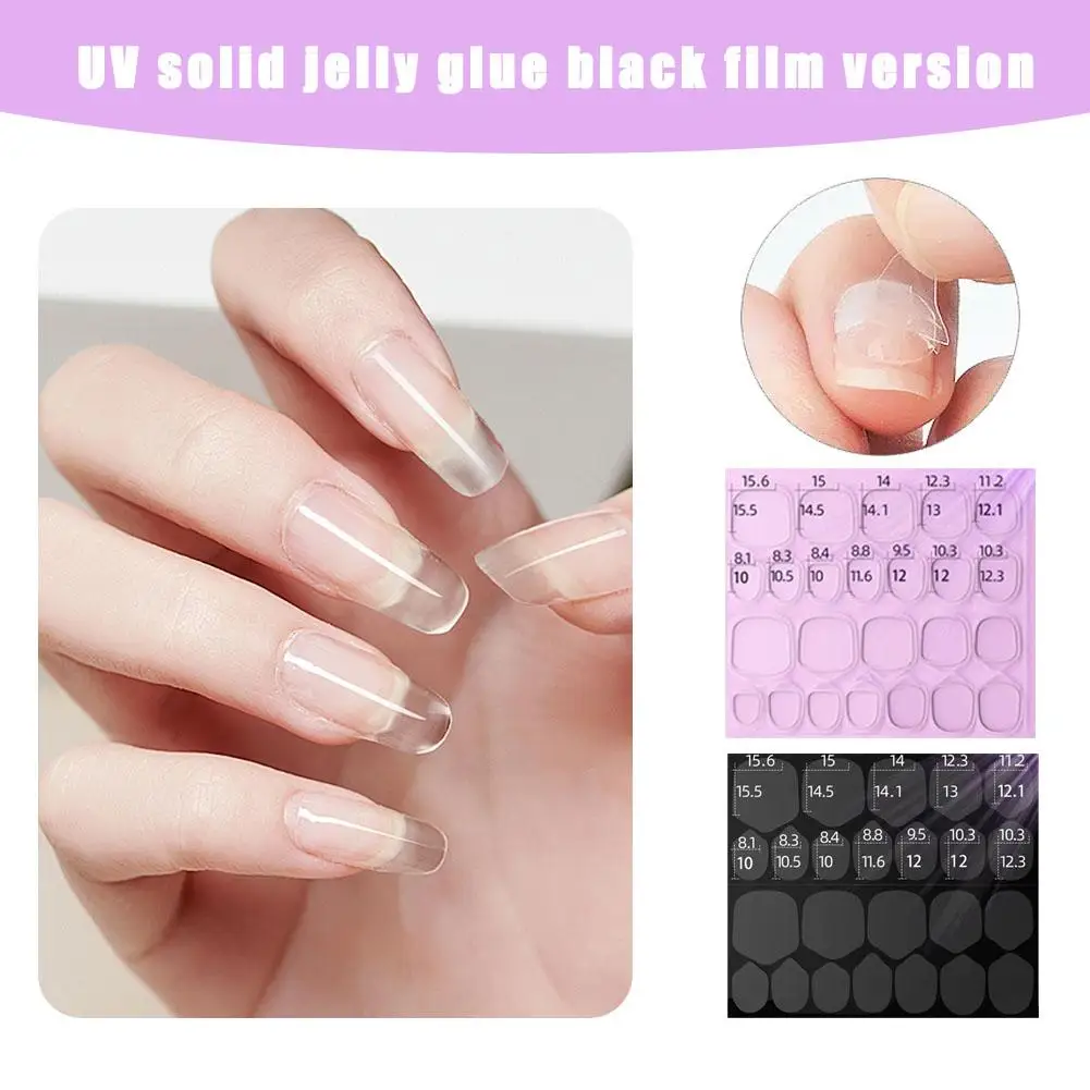 UV Solid Jelly Glue Black Film Version Wearable False Adhesive Strong Glue Nails Jelly Double-Sided Lasting Stickers Nail Z3A1