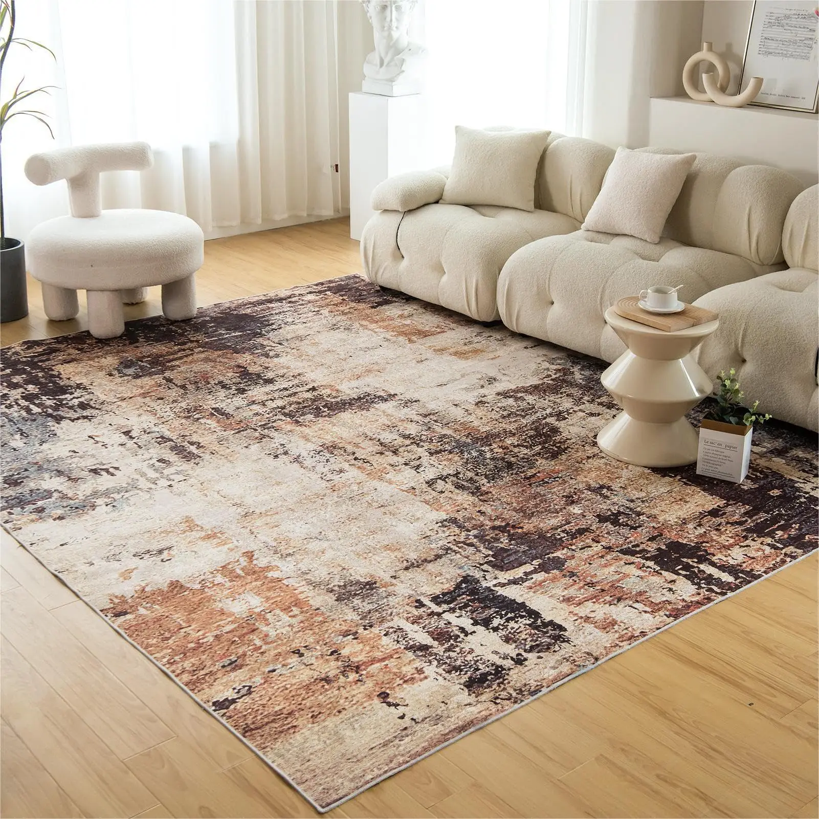 

Washable Rug,Abstract Modern Area Rugs with Non-Slip Backing Non-Shedding Floor Mat Throw Carpet for Living Room Bedroom Kitchen