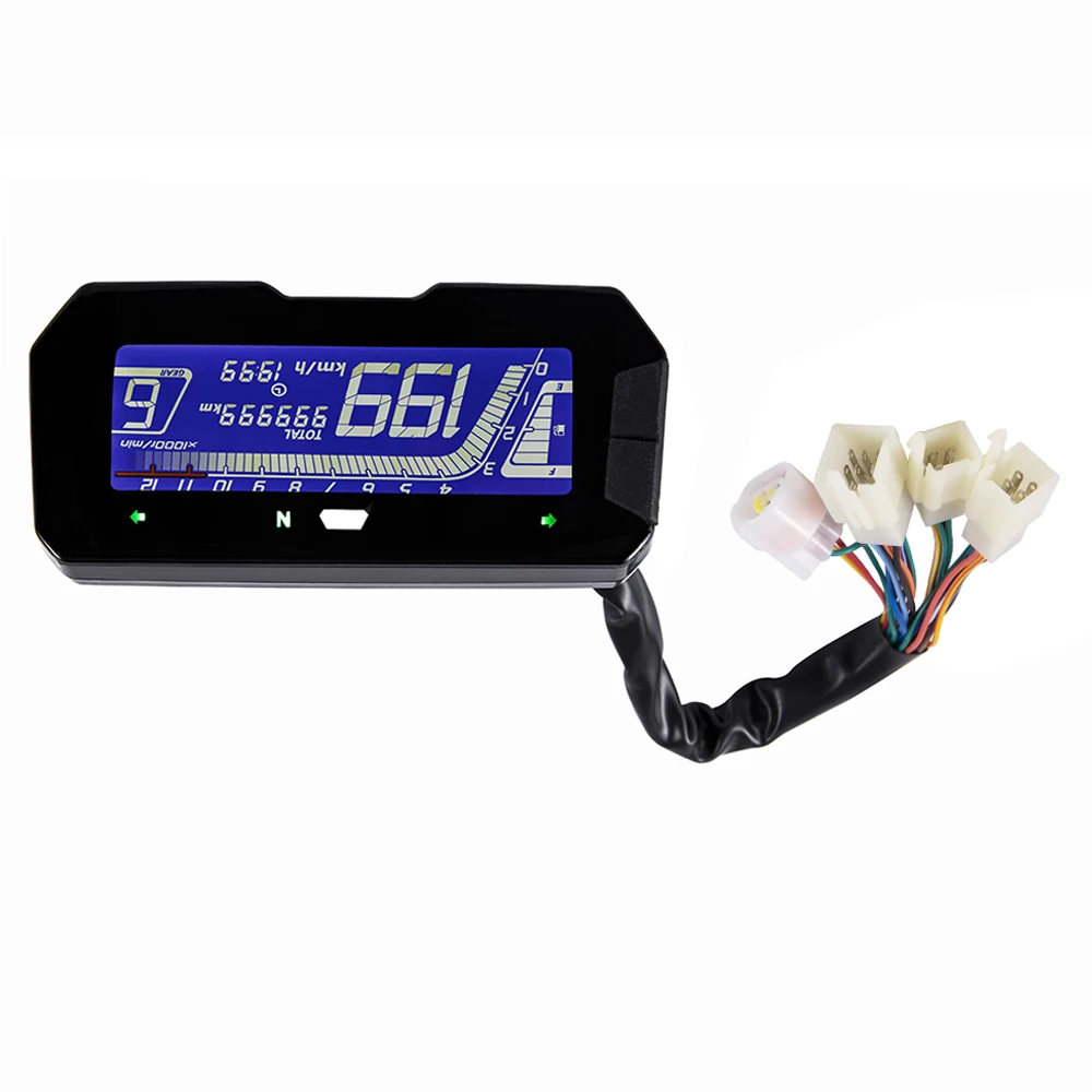 Universal Motorcycles Speedometer Gauge Tachometer Odometer LCD Display Speed Meter