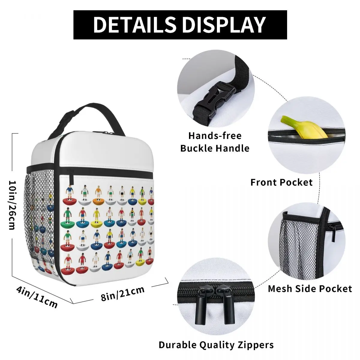 World Subbuteo Players Insulated Lunch Bag for Kids School Cooler Thermal Food Box Tote Portable Lunch Boxes Container