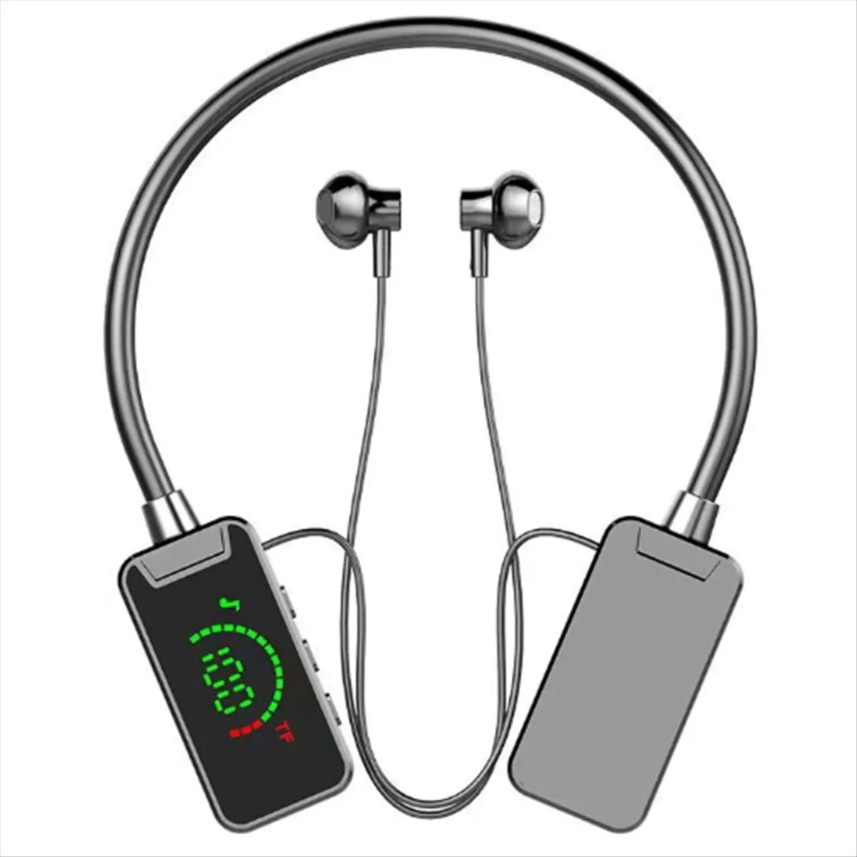 Neckband Bluetooth Headphones with LED Display Wireless Earphones ABS Sports Headset