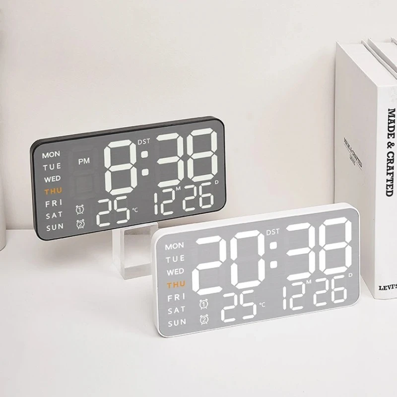 Hanging Indoor Temperature/humidity Meter Multifunctional Table Alarm Clock Electronic LED Display Time 12/24H Home Decor