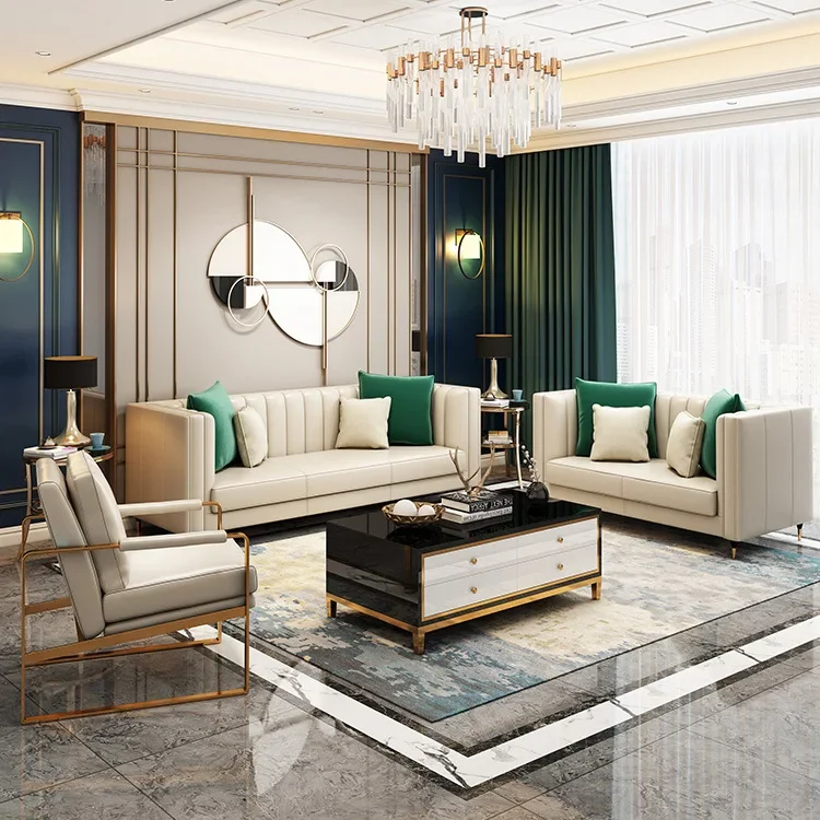 Light luxury sofa three-seat combination sofa high-end post-modern retro Hong Kong style living room sofa