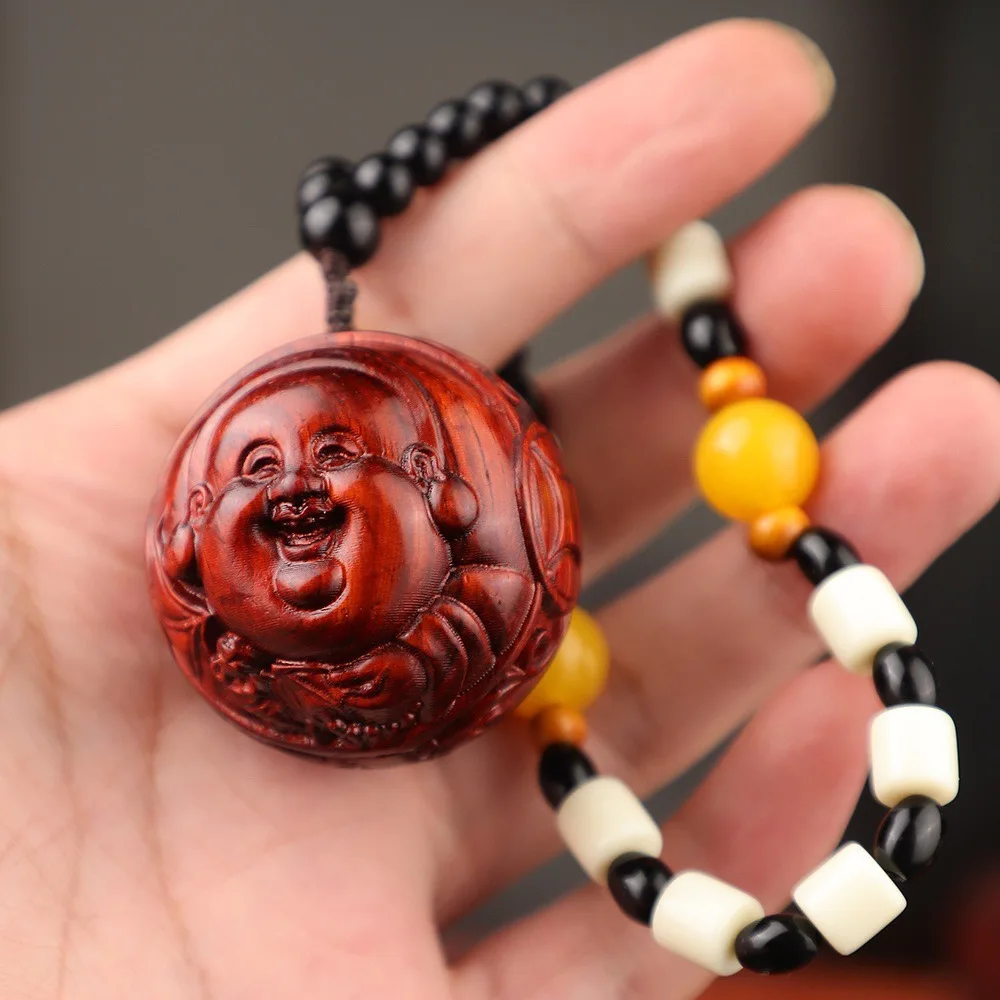 Zhu Rong Treasure Lobular Red Sandalwood Handle Ball Wealth Mimi Real Wood High Oil High Density Ornaments Lucking Car Pendant