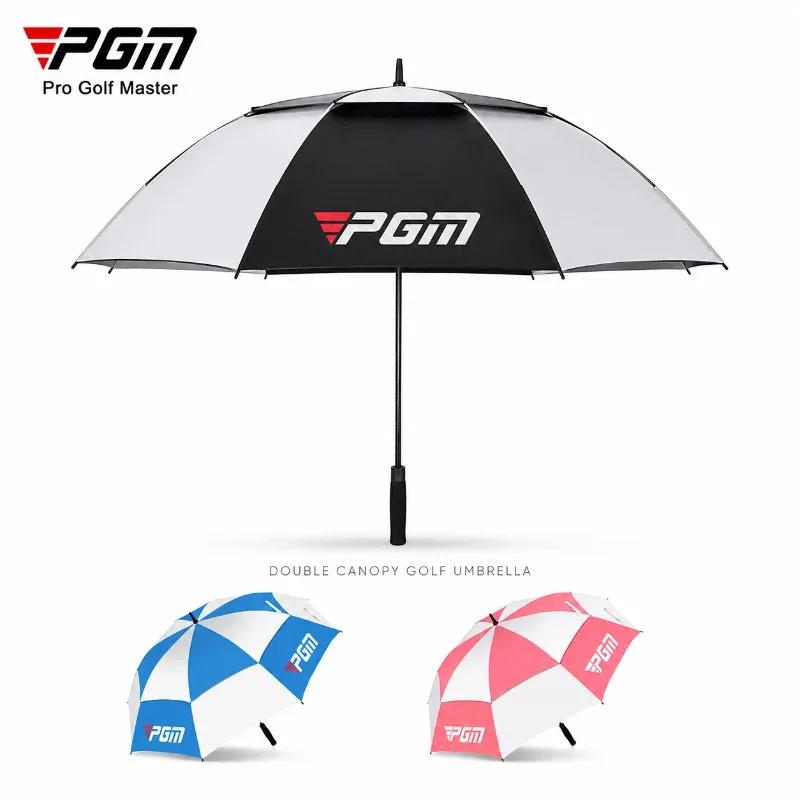 PGM Golf Umbrella Double Canopy UV Protection Rainproof Windproof Fiberglass Ribs Auto Open Large Two Tone Umbrella
