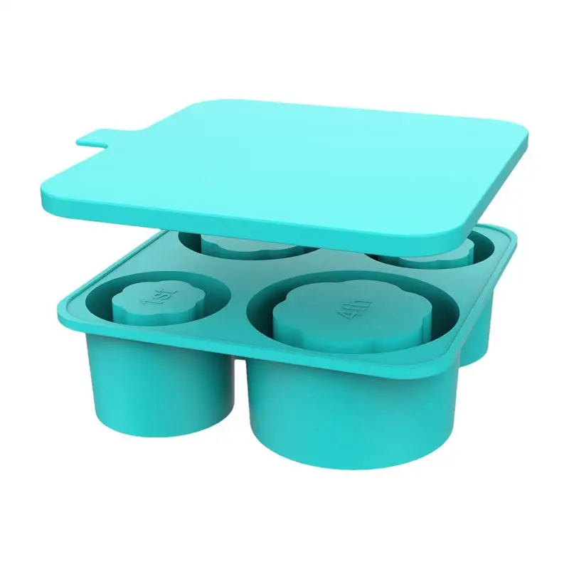 Ice Trays For Freezer Safe Ice Mold With Lid Hollow Cylinder Design Ice Cube Tray 4-Hole Design Easy To Use & Clean Ice Holder