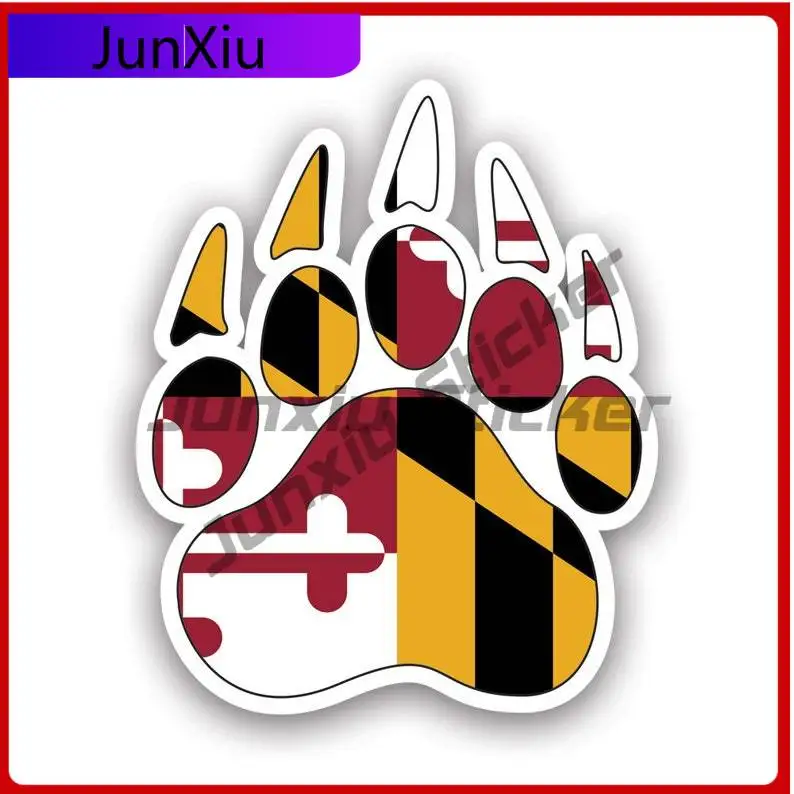 

Maryland State Bear Print Shaped Sticker Uv Protected Grizzly Track Tracks Polar Outdoors Explore Hiking Camping Car Sticker
