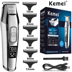 Clipper de cabelo profissional para homens, aparador de barba, velocidade ajustável, LED, Clippers escultura digital, barbeador elétrico, KM-5027