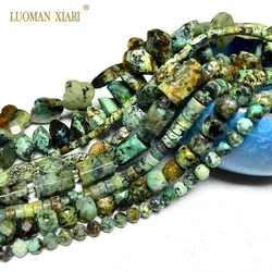 Wholesale Natural Stone Beads African Turquoise Faceted Round Square Oval Matte Flat Rondelle for Making Jewelry DIY Bracelet