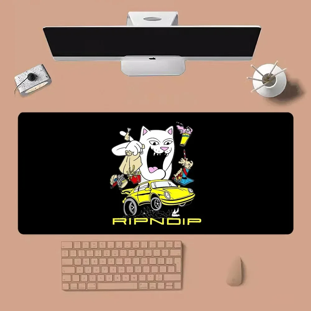 Cute Middle Finger Cat R-RIPNDIP Mouse Pad Non-slip Lockedge Office Student Gaming Thickened Large Writing Pad Cushion