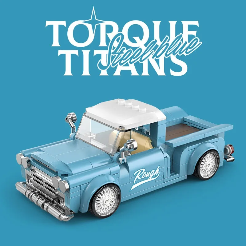

Pickup Truck Model Light Blue Building Bricks MOC PB8840 Toroue Titans Cruiser Vehicle Blocks High Tech Toy Kit Gift Kid Aldult