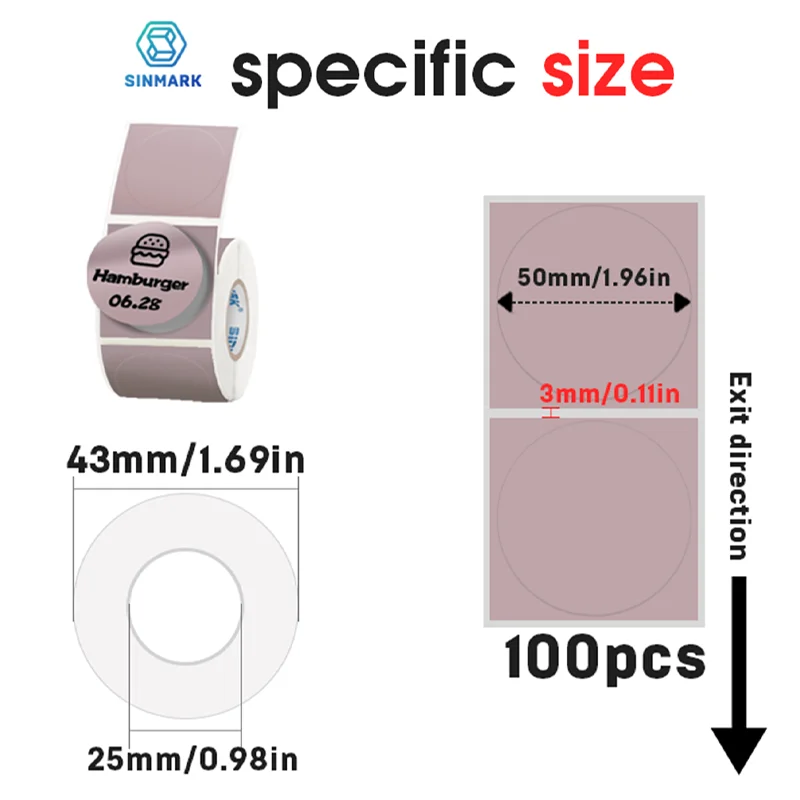 Colorful Label Thermal Paper Sticker For SINMARK Phomemo Portable Printer P15 Waterproof Self-Adhesive Label Paper