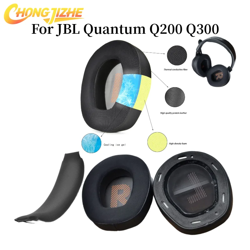 

CHONGJIZHE Soft Foam iCE GEL Headphone Earpads Ear Pads Compatible For JBL Quantum Q200 Q300 Headset Earmuff Earphone Sleeve