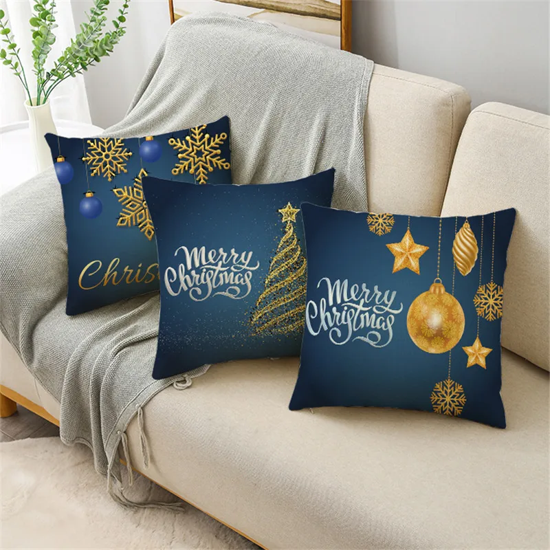 Home Decor Pillowcase Christmas Collection Sofa Car Decoration Polyester Square Simple Cushion Cover 45x45cm funda de almohada