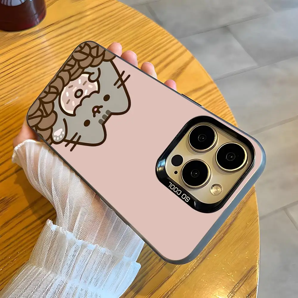 Cute Rainbow P-Pusheen Cat Phone Case For IPhone 17 Pro Max 15 Pro 16 14 Plus 12 13 Mini 11 Pro Shockproof Colorful Cover