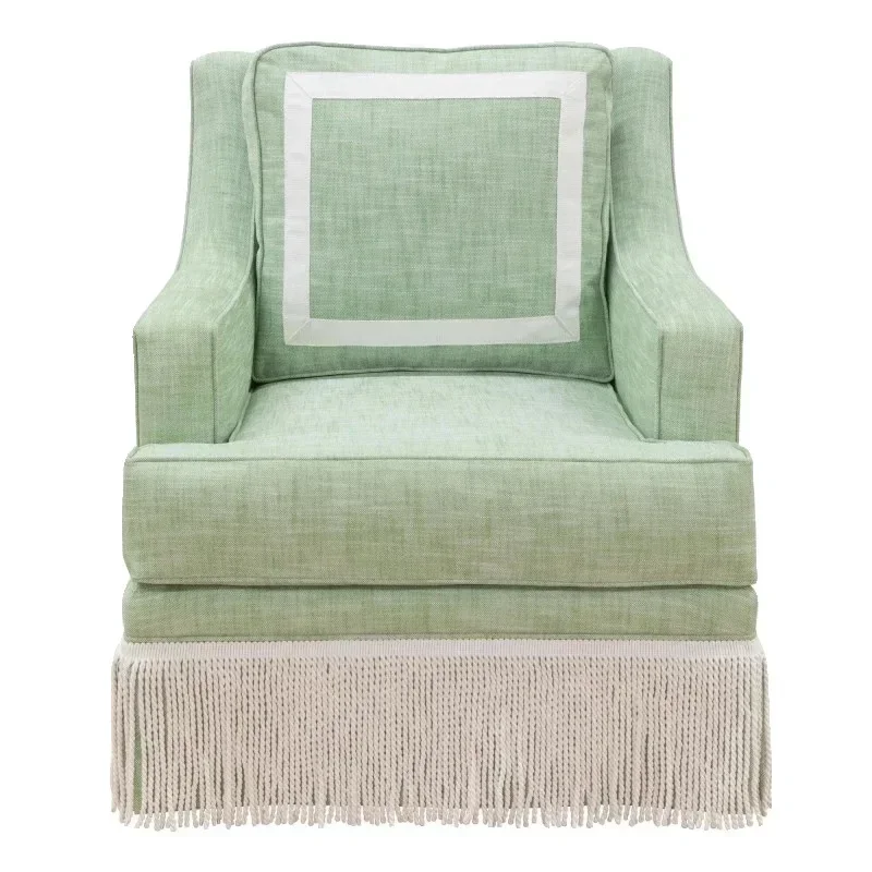 

French retro fringed white single sofa, cream style design simple homestay small apartment sofa