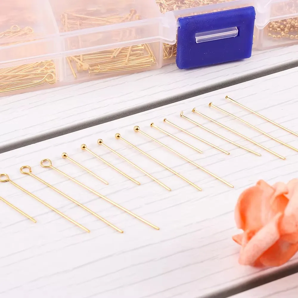 50-100Pcs/Lot 15-70mm Gold Silver Plated Stainless Steel Flat Ball Eye Head Pins for DIY Jewelry Making Findings Accessories