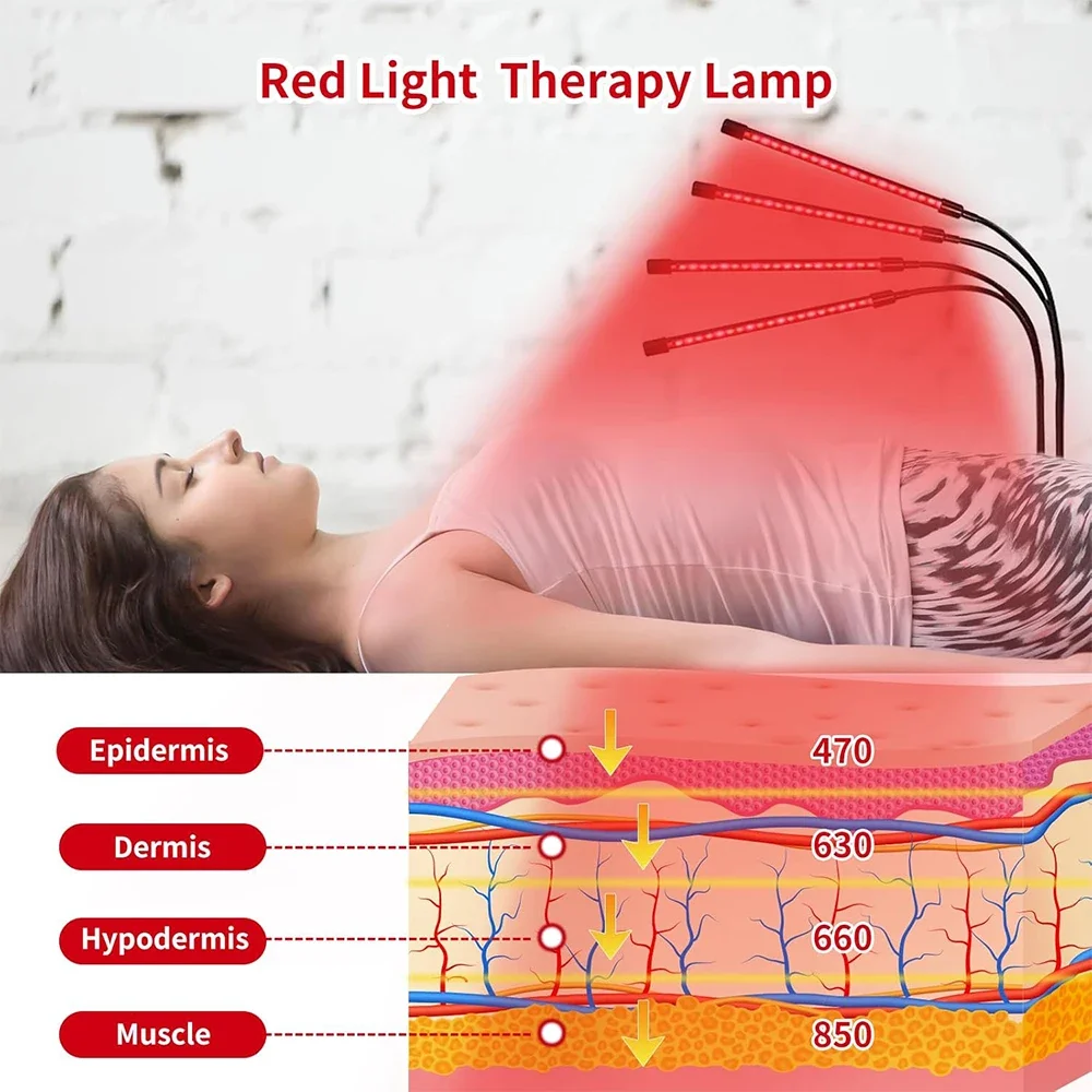 Red Light Therapy Lamp For Full Body 660nm&850nm Infrared Light Device Face LED Light Body Pain Stress Relief Daily Skin Care