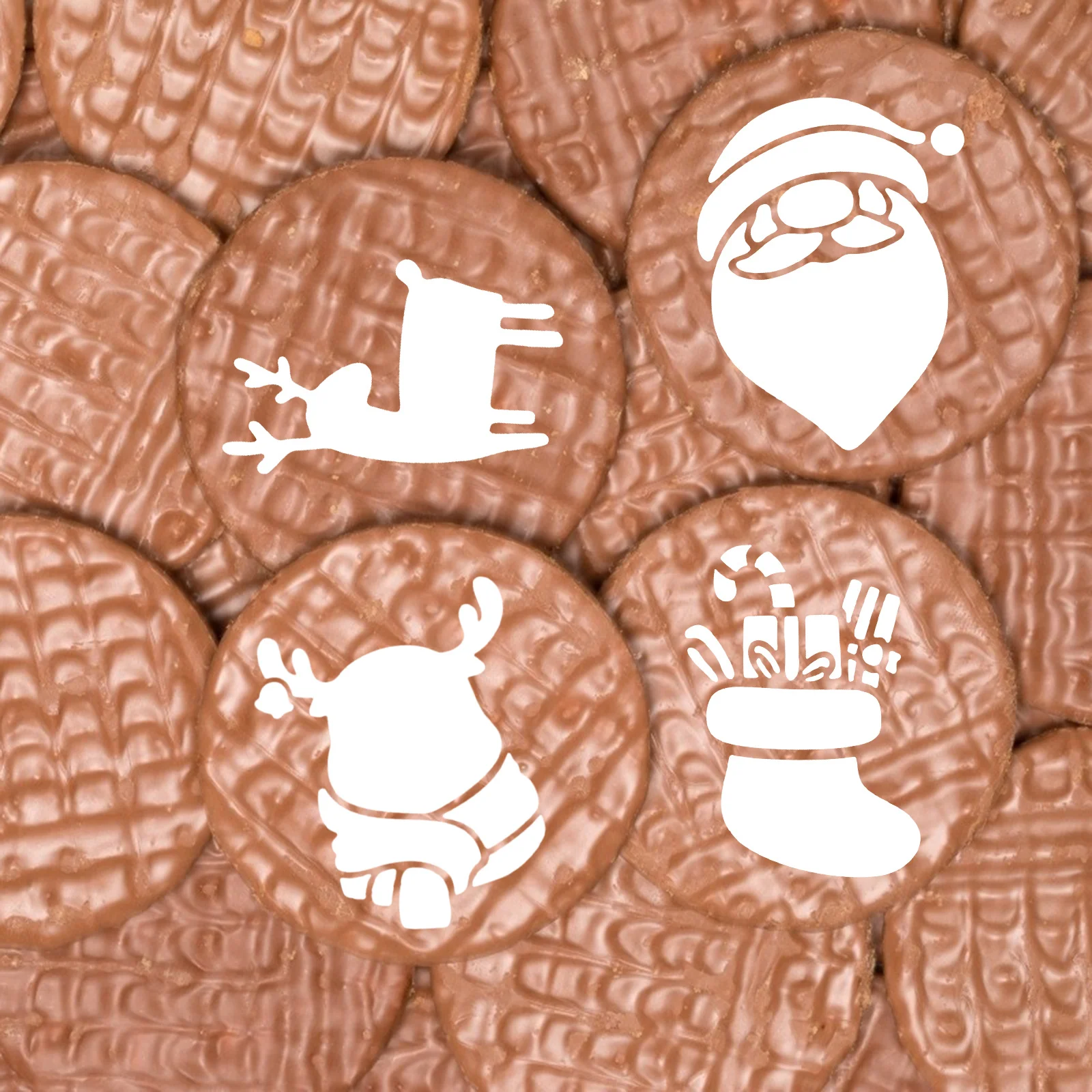 

20pcs Christmas Cookie Stencils Hollow Design Baking Templates For Cake Cupcake Coffee Diy Decoration Festival Dessert Art