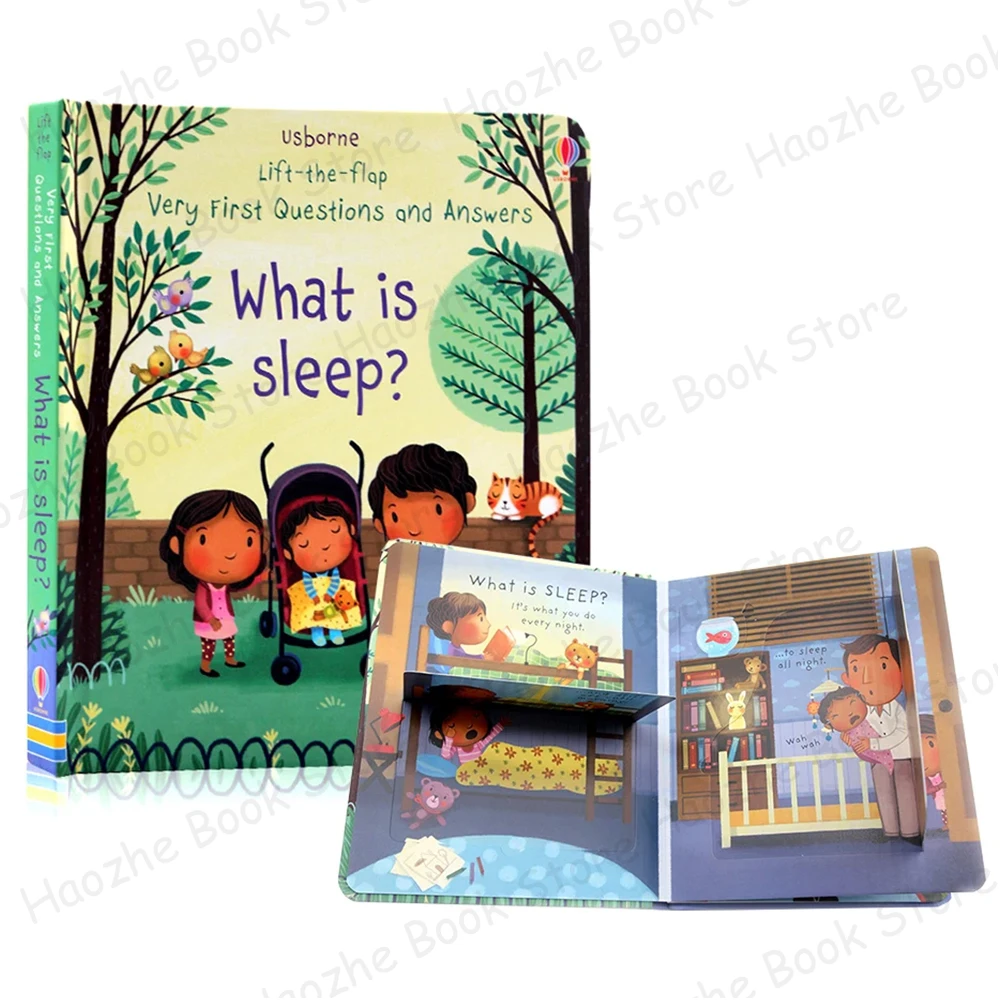 Primi domande e risposte molto: cosa è dormi Usborne Sollevare la patta Attività per bambini Libro di apprendimento dell'inglese Montessori
