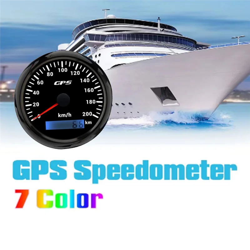 

85MM GPS Speedometer Gauge With GPS Antenna 0-200KM/H Speed Odometer For Marine Car Boat Yacht-T61C