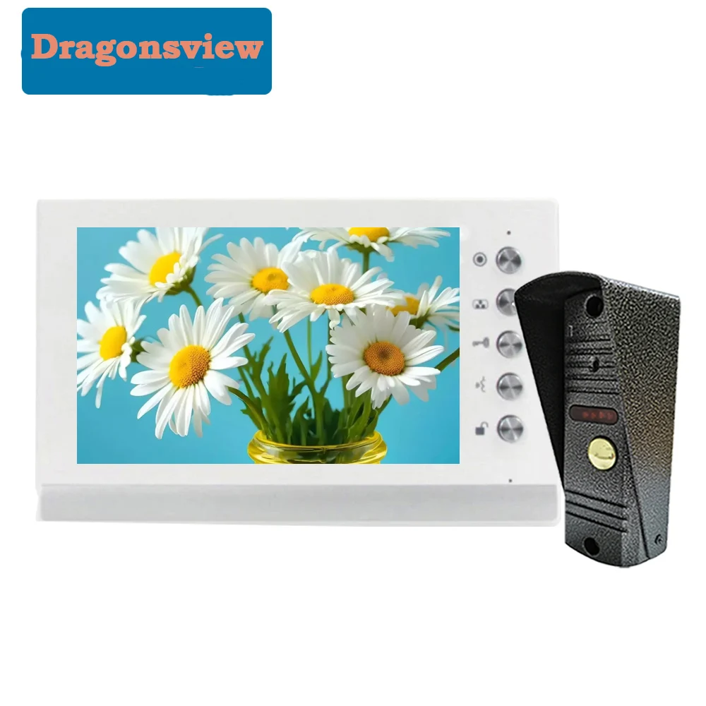 Dragonsview 7 Inch Video Intercom Doorbell with Camera Video Door Phone Intercom System Electric Lock   Unlock Talk Waterproof