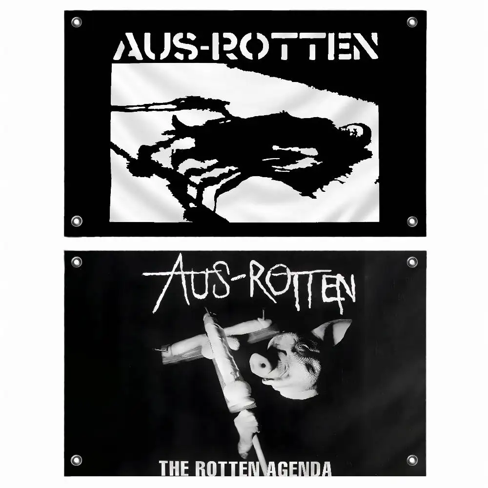 Punk Band Aus-Rotten Indoor Outdoor Flag Banner Party Decor Hanging Wall Backdrop