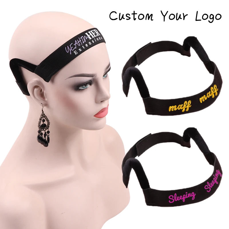 Nunify 5 buah pita meleleh dengan potongan telinga 3Cm 3.5Cm pita Wig dengan Logo kustom pita peleburan renda untuk menempatkan tepi tepi rambut bayi