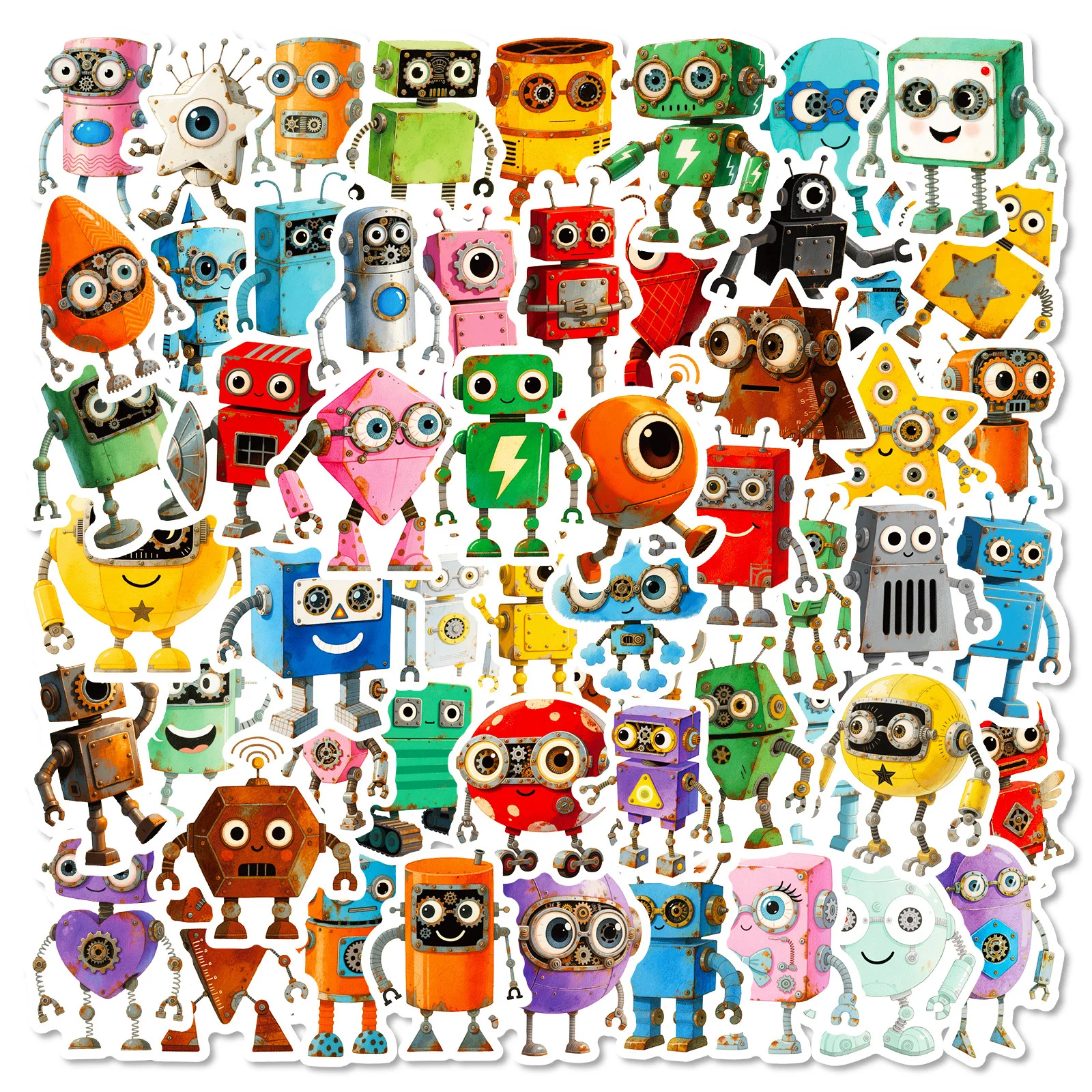 56/112 Uds. Pegatinas de Graffiti de Robots de Dibujos Animados, Lindas Pegatinas Decorativas en Versión Q para Cuadernos, Cajas de Papelería, Recompensas