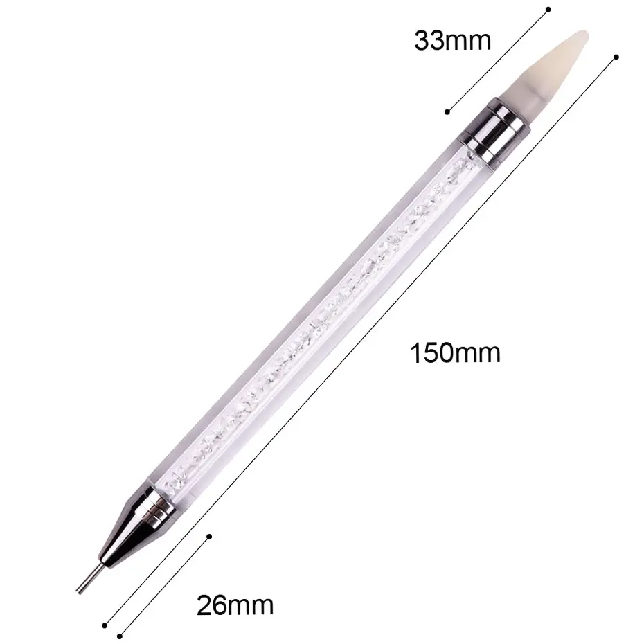 2 Pcs Nail Art Dotting Pen Double End Painting DIY Brush Rhinestone Handle Diamond Picker Manicure Dotting Tool Nail Accessories