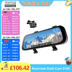 70mai Rearview Dash Cam S500 9.35'' Touch Screen 70mai S500 Car DVR 3K Super Capacitor Dual-Channel HDR Voice Control 24H Park
