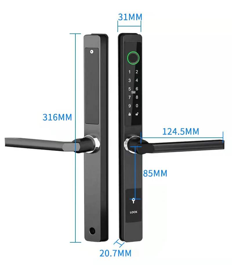 Imagem -04 - Zhdcookey-biométrico Digital Door Lock Impermeável Ttlock App Impressão Digital Cartão Rfid Senha Alumínio Porta Deslizante Smart Lock