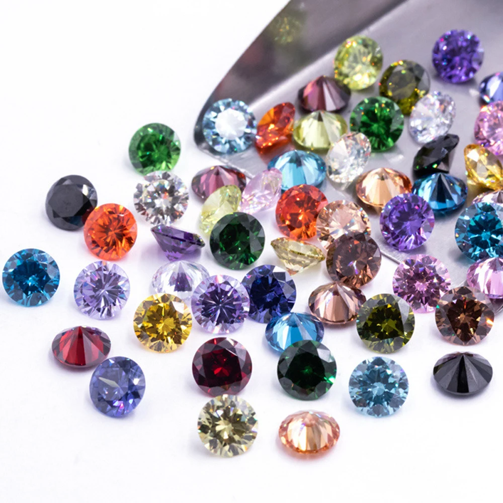 

5A Cubic Zirconia Stone Multicolor Round Shape Brilliant Cut Loose CZ Stones Synthetic Gems Beads For Fine Jewelry 3~6.5mm AAAAA