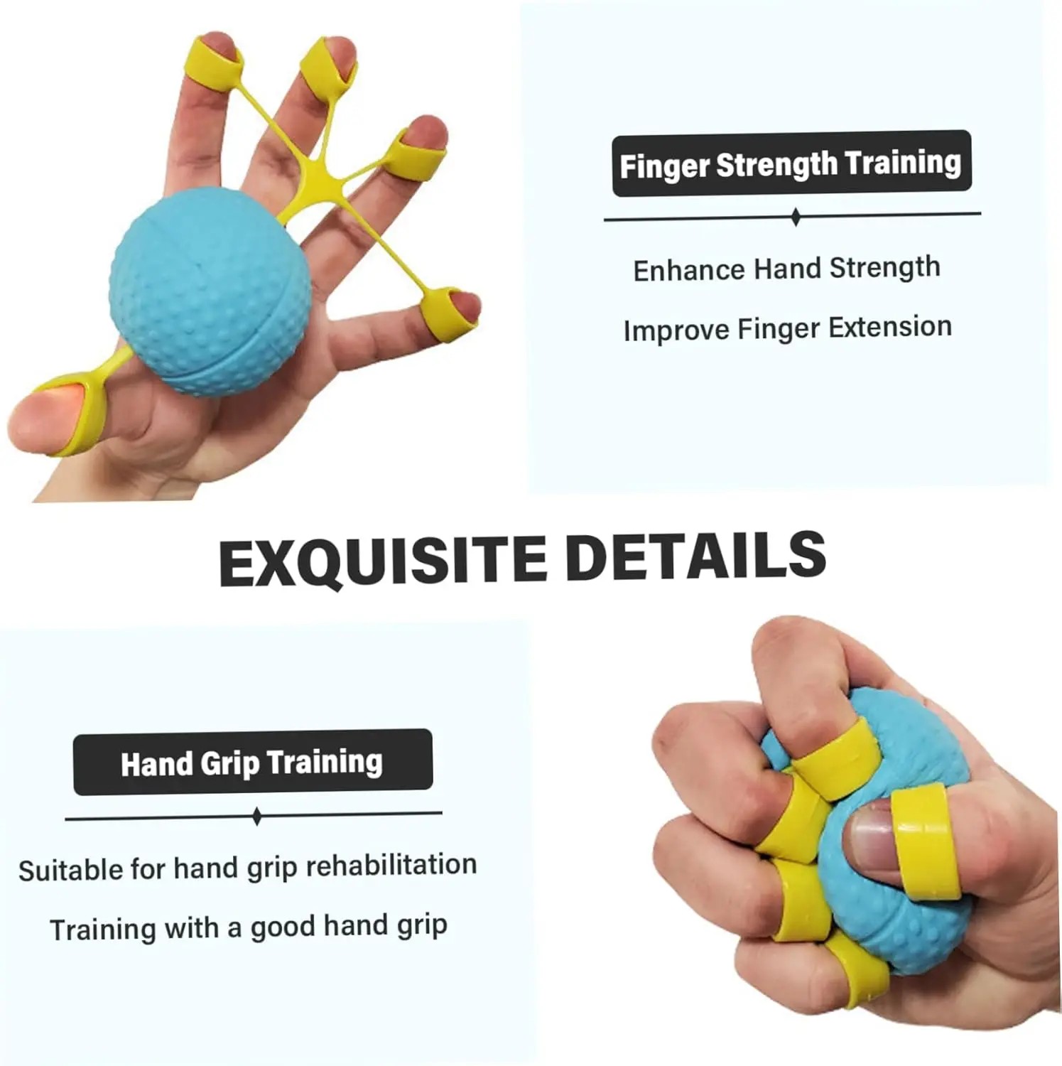 

Hand Rehabilitation Training Device Hand Grip Strength Trainer Balls with Elastic Silicone Finger Cot for Hand Rehabilitation