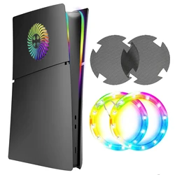 Faceplate with RGB Light Strip for PS5 Slim Cooling Vents LED Light Console Cover for PS5 Slim Digital Edition Decoration Kit