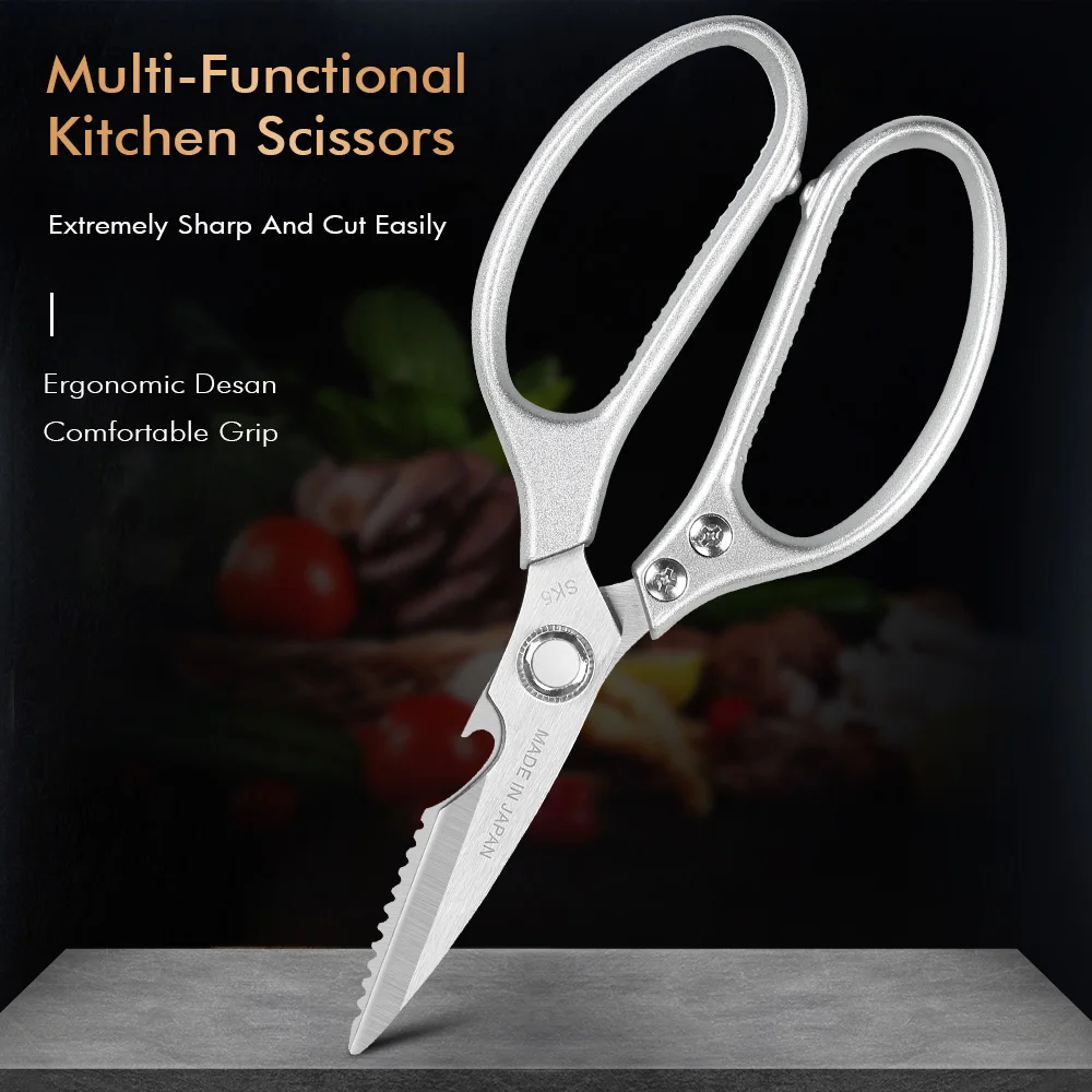 TURWHO Stainless Steel Kitchen Tools Meat & Vegetable Multifunctional Chicken Bone Scissors Can Opener Bar Accessories Tools