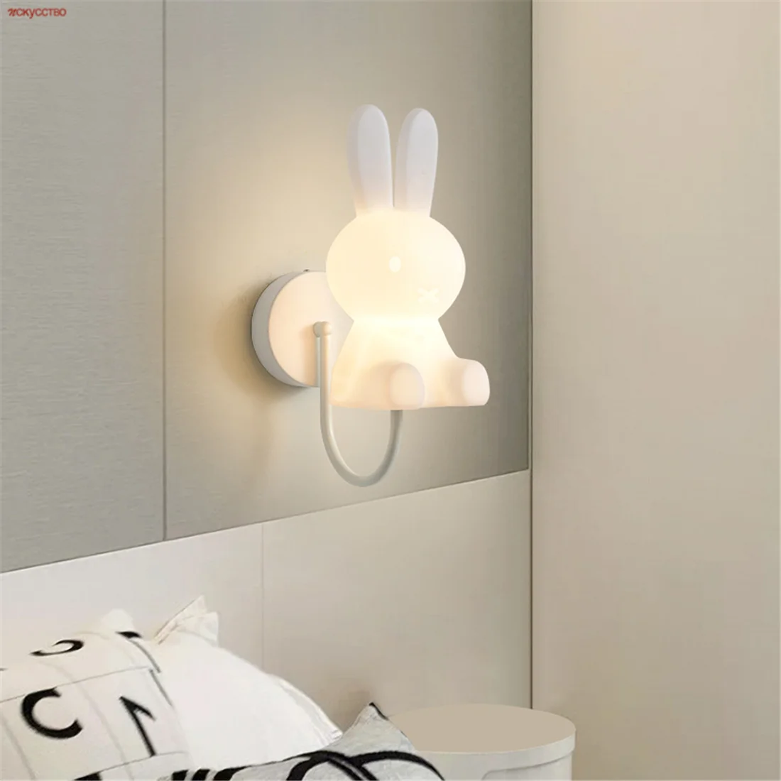 Cartoon Rabbit Kids Bedroom Led Wall Lamp Home Decoration Corridor Stairs Bedside Living Room Sconces Baby Sleeping Night Lights