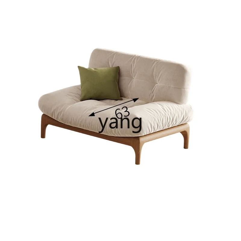 

Yjq Cream Fengyunduo Living Room Ash Wood Small Apartment Removable and Washable Straight Row Fabric Sofa