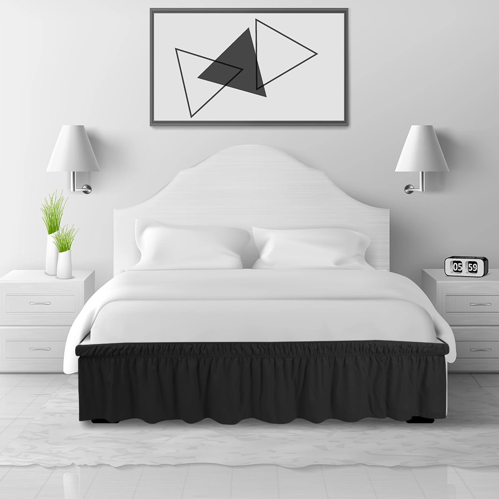

Adjustable Polyester Elastic Fade Resistant Mattress Skirt Detachable Practical Bedroom Supply Detachable Bed Skirts