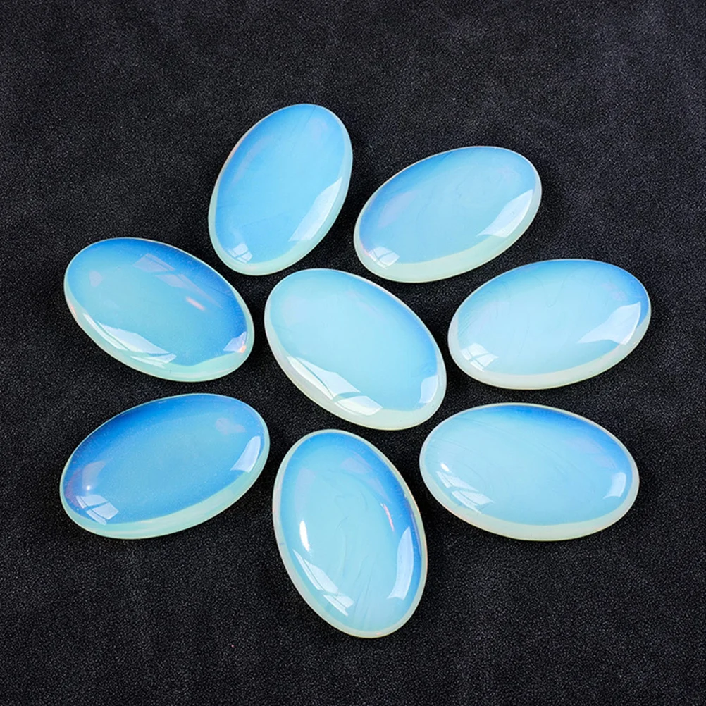 

2Pcs Oval Shape Crystal Stone Desktop Ornament Exquisite Compact Home Decoration Oval Shape Thumb Stones