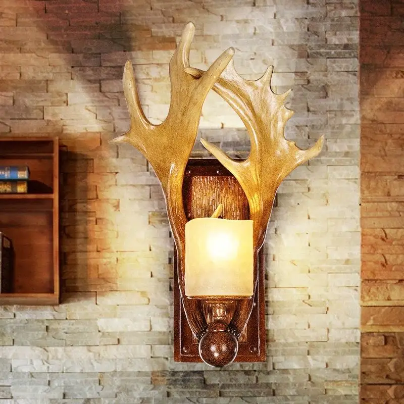 

retro pastoral antlers lamp European Mediterranean style creative restaurant stairs bedroom bedside lamp Postage free