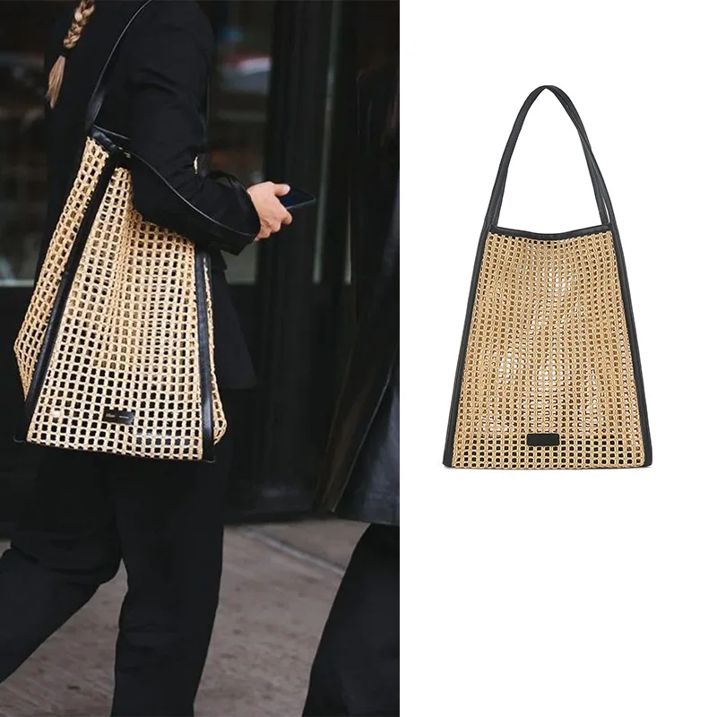 

Women's 2024 New Kh@* Underarm Bag Woven Hollow Summer Vacation Shoulder Large Crossbody Bags for Women