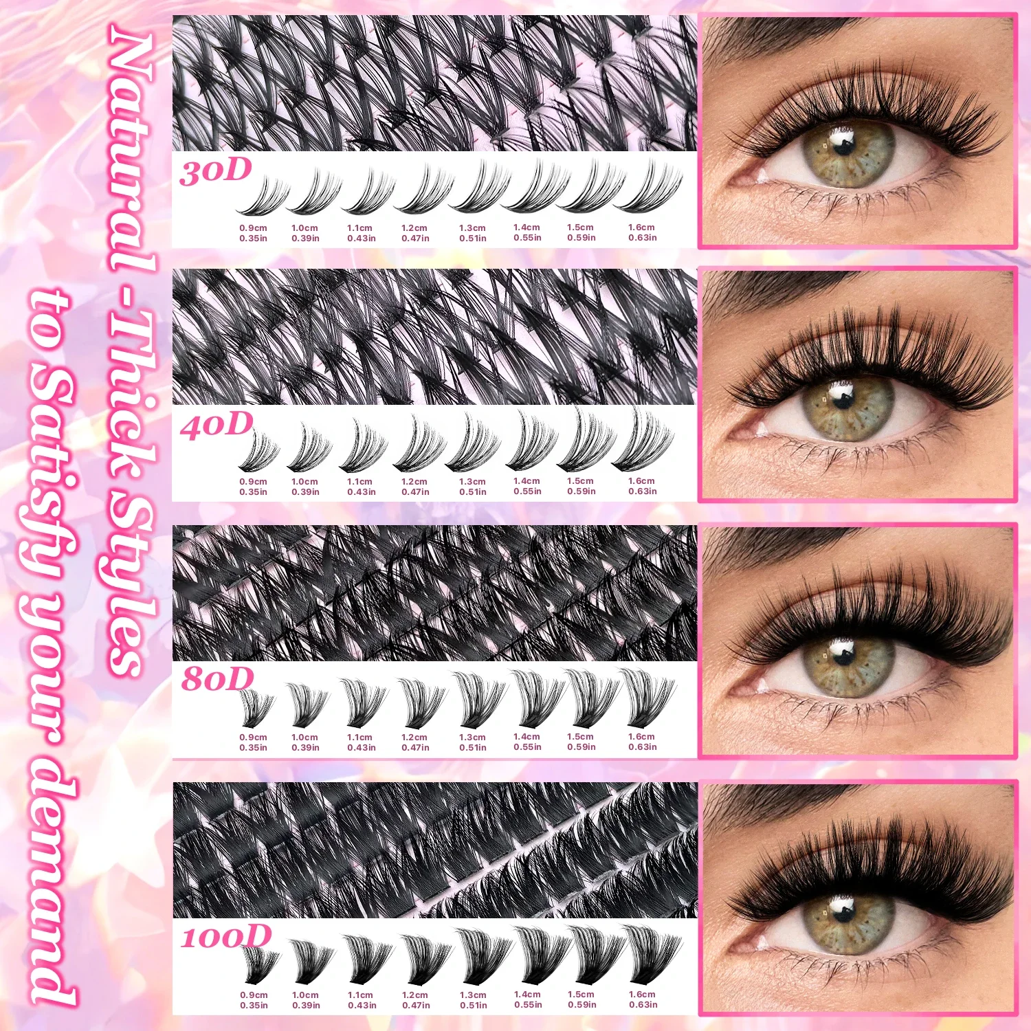 Eyelash Extension Human Hair - Zestaw do samodzielnego przedłużania rzęs, kępki