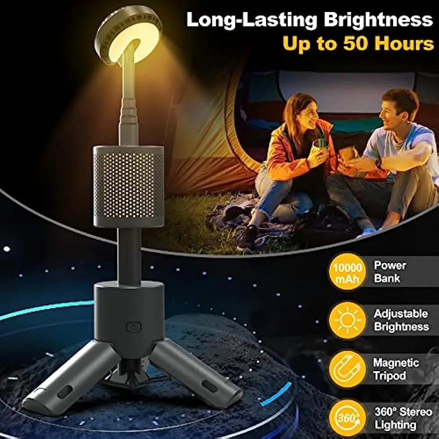 Multi-Functional Rechargeable Camping Light, Battery Powered Outdoor Portable Night Light For Emergencies, Hiking, Camping