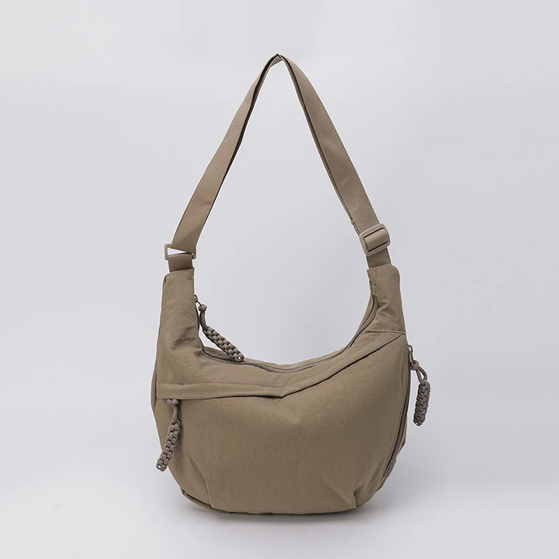 Nylon-Umhängetasche mit Reißverschluss, Tragetasche, Handtasche mit verstellbarem Riemen, Hobo-Umhängetasche, lässige Umhängetasche für Damen, Outdoor-Reisen