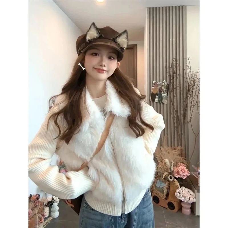 

Корейский женский свитер, жилет, верхняя одежда, женский вязаный жилет, зимняя женская мода, лоскутный кардиган, пальто без рукавов ﻿