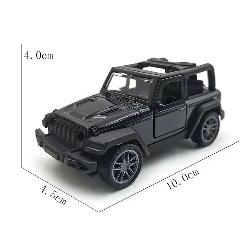 Modelo de juguete de Metal para niños, puertas abiertas de 10cm, coche de aleación, decoración, negro, verde, naranja, vehículo todoterreno extraíble, regalo