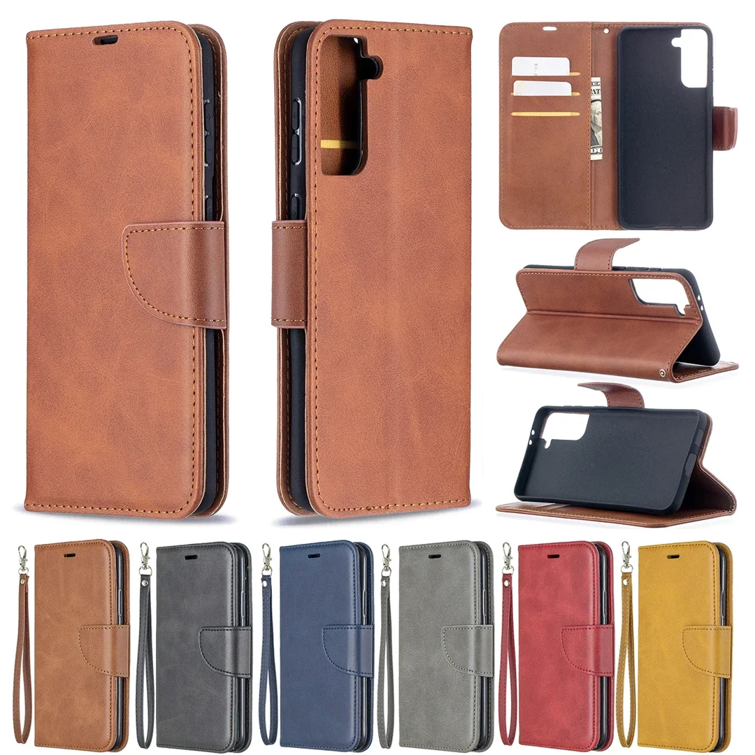 Lambswool Pattern Solid Color Leather Case Wallet Flip Phone Case For SAMSUNG GALAXY Note8 Note9 Note10 Note20 Ultra PRO