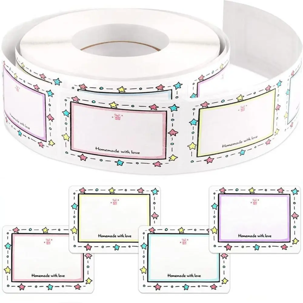 250Pcs/Roll Blank Kitchen Name Label Sticker Handwritten Rectangle Seasoning Jar Label Color Border Date Stickers Refrigerator